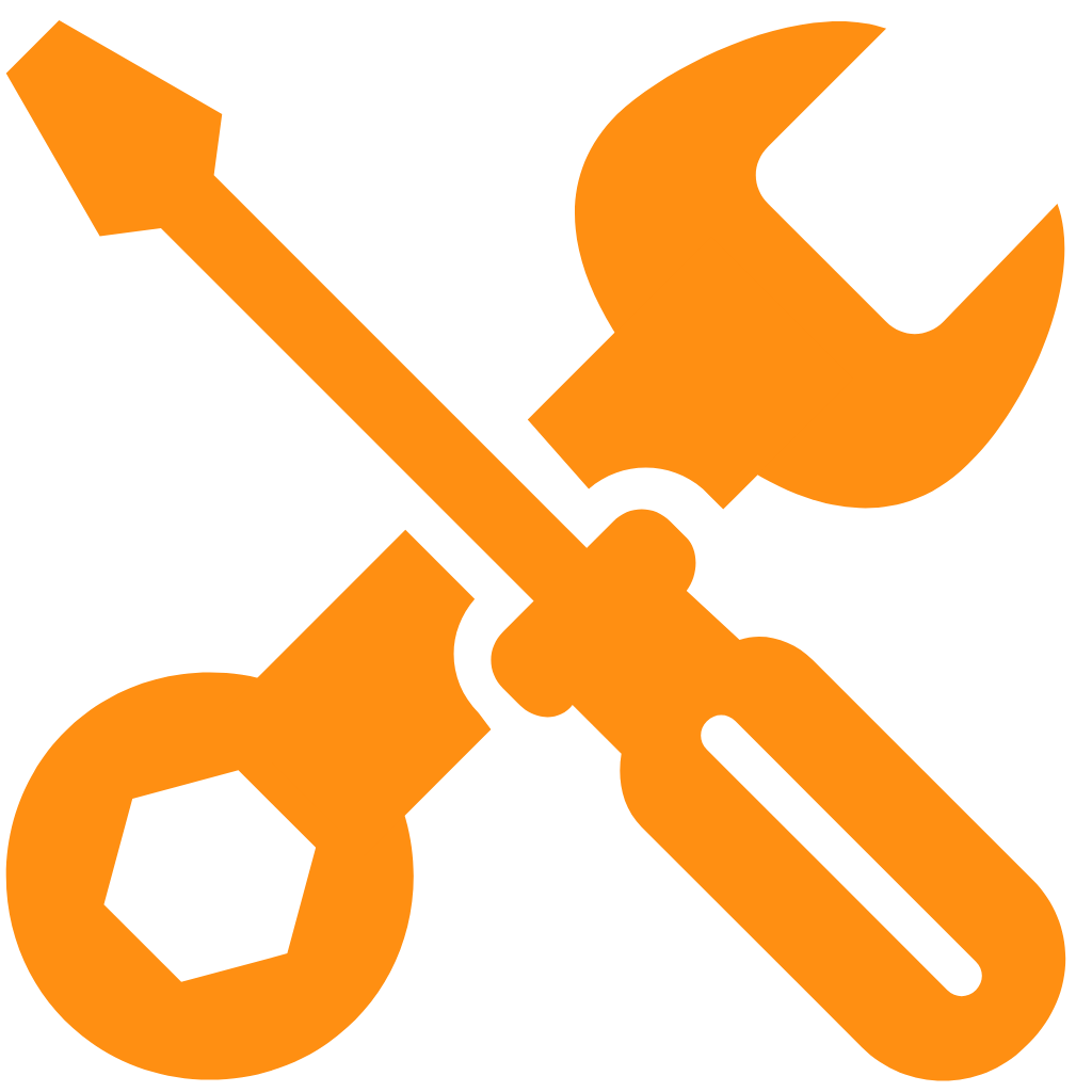 Orange icon of two tools