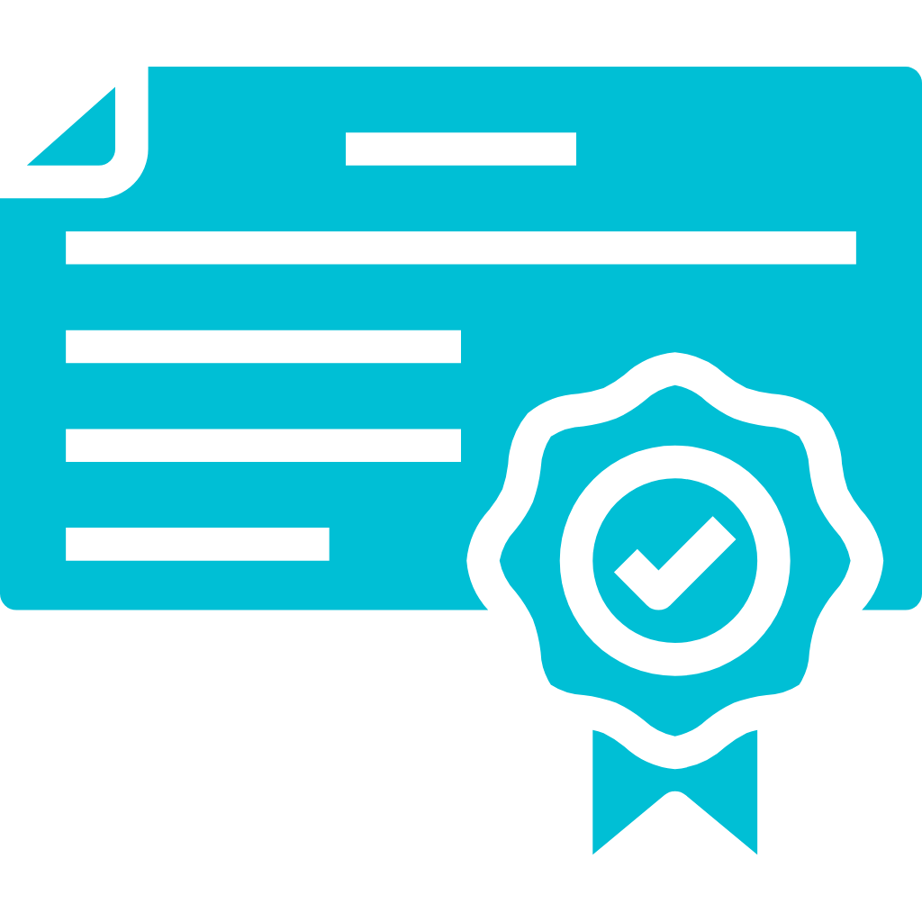 Blue icon of certificate