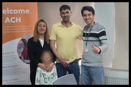 Mohammad, his family and his support officer in one frame