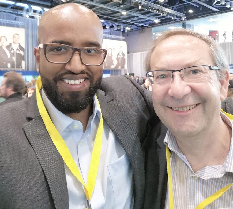 Osman Ishal and Richard Thickpenny taking a selfie when they spoke about refugees and migrants