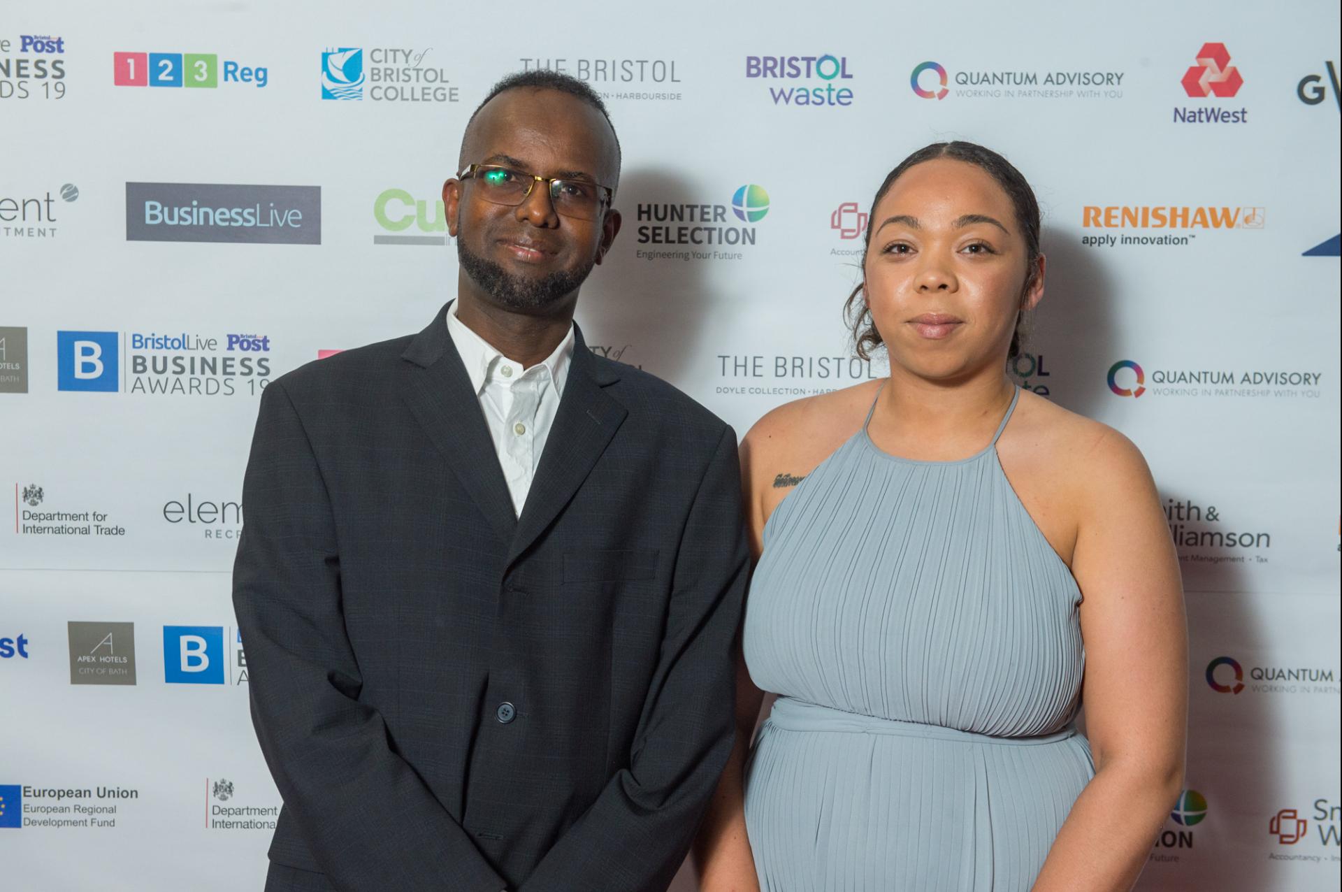 Holly Fowden and Saed Mohamed at the Bristol Live Bristol Post Business Awards 2019