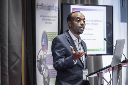 Fuad Mahamed speaking about refugees
