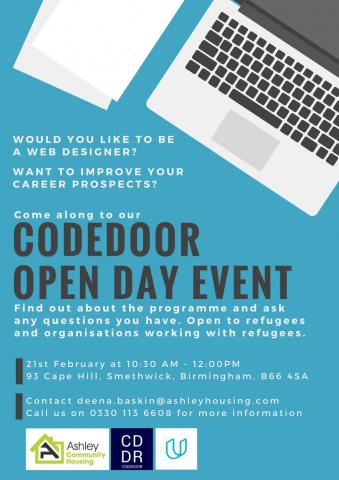 poster for codedoor for refugees